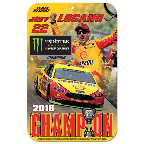 Joey Logano NASCAR 2018 Monster Energy Champion 11 x 17 Plastic Sign