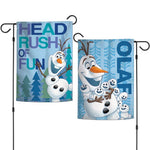 Walt Disney Frozen 2-Sided 12" x 18" Garden Flag - Olaf Head Rush of Fun