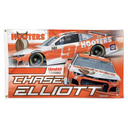 Chase Elliott NASCAR 3' x 5' Single-Sided Deluxe Flag - Hooters