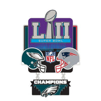 Super Bowl LII Philadelphia Eagles vs New England Patriots NFL Collectible 2-Piece Dangler Pin