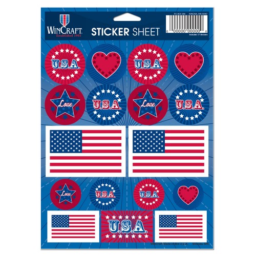 Support America Patriotic 5" x 7" Vinyl Sticker Sheet