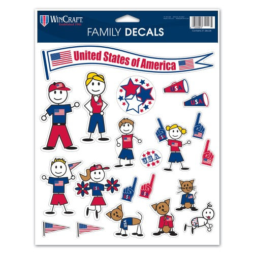 Support America Patriotic 8.5" x 11" Family Decal Sheet