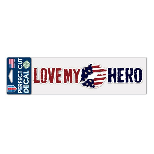 Support America Patriotic 3" x 10" Perfect Cut Decal - Love My Hero