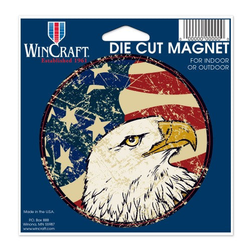 Support America Patriotic 4" Round Magnet - American Eagle