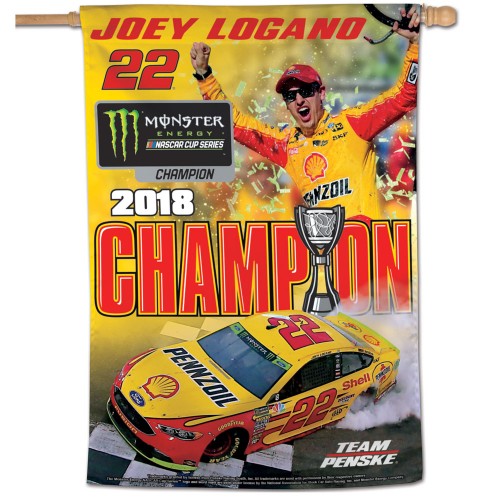 Joey Logano 2018 NASCAR Monster Energy Series Champion 28" x 40" Vertical Flag