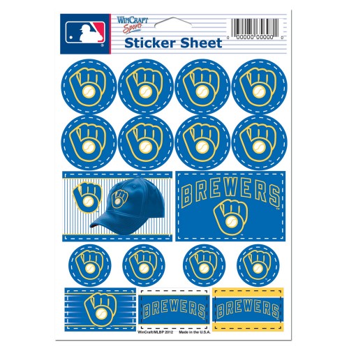 Milwaukee Brewers MLB 5" x 7" Vinyl Sticker Decal Sheet - Retro
