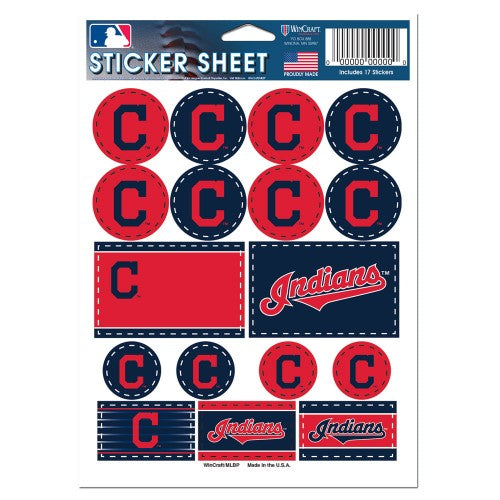 Cleveland Indians MLB 5" x 7" Vinyl Sticker Decal Sheet