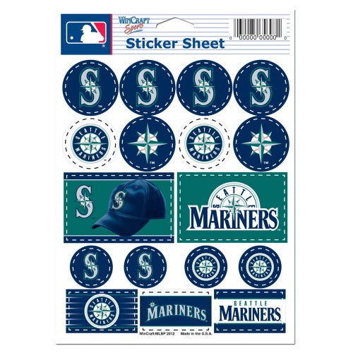 Seattle Mariners MLB 5" x 7" Vinyl Sticker Decal Sheet