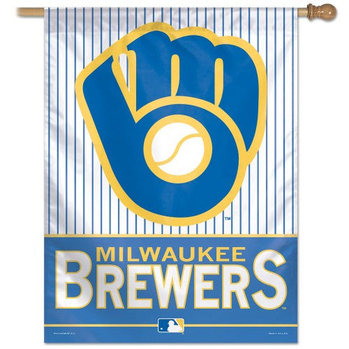 Milwaukee Brewers MLB 27" x 37" Vertical Flag - Pinstripe Glove