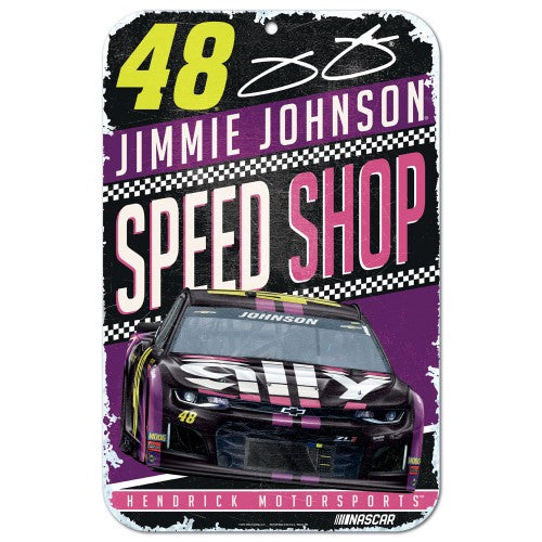 Jimmie Johnson NASCAR Speed Shop 11 x 17 Plastic Sign