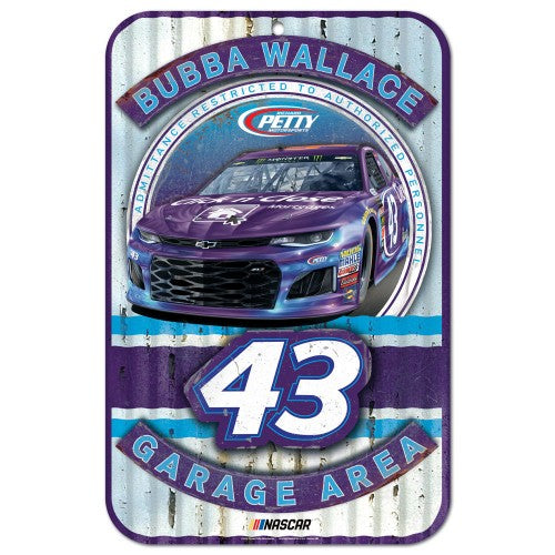 Bubba Wallace NASCAR Garage Area 11 x 17 Plastic Sign