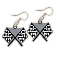 NASCAR Logo Crossed Flags Dangle Earrings