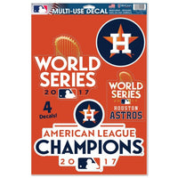 Houston Astros MLB 11" x 17" Decal Sheet - 4 cut-to-logo decals of assorted sizes - 2017 World Series