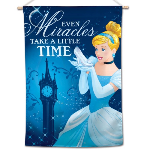 Cinderella Disney 28" x 40" Vertical Flag - Cinderella Glass Slipper, Even Miracles Take A Little Time