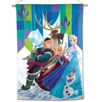 Frozen Disney 28" x 40" Vertical Flag - Elsa, Anna, Kristoff, Sven, and Olaf