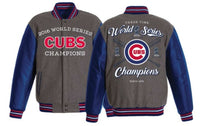Chicago Cubs 2016 World Series Champions MLB Wool and Faux Leather Reversible Jacket by JH Design