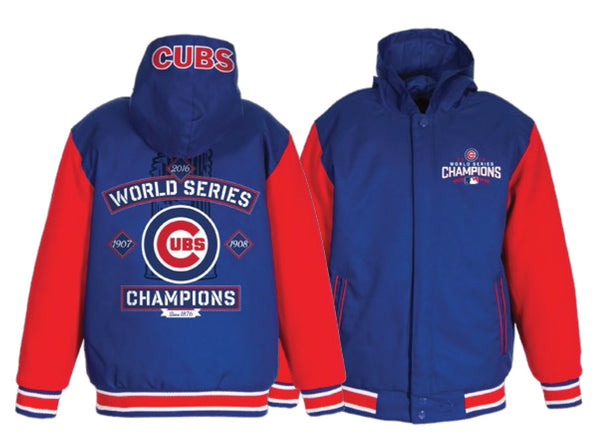Chicago Cubs 2016 World Series Champions MLB Reversible Poly-Twill Hooded Jacket by JH Design